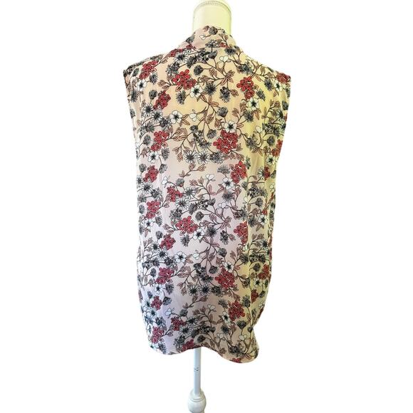 Liz Claiborne Women Floral Sleeveless Button Down Shirt with Neck Tie Size 100% - Picture 4 of 6